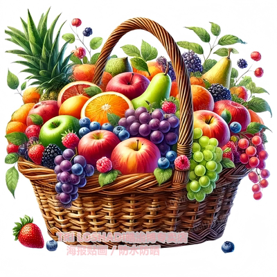 夏季水果篮子仿真贴画家用餐厅厨房冰箱贴橱柜门墙上装饰自粘贴纸