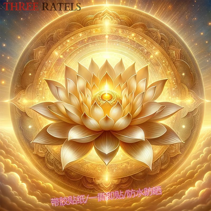 金红白紫黑绿莲花贴画客厅过道3d贴纸镇宅招财平安新款卧室装饰画