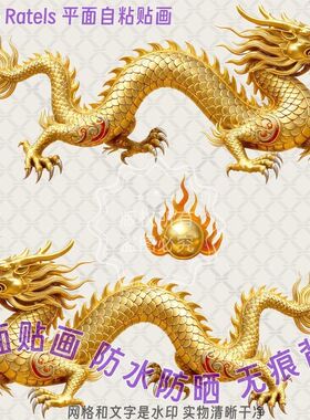 金龙双龙戏珠锣鼓龙鼓贴纸防水车