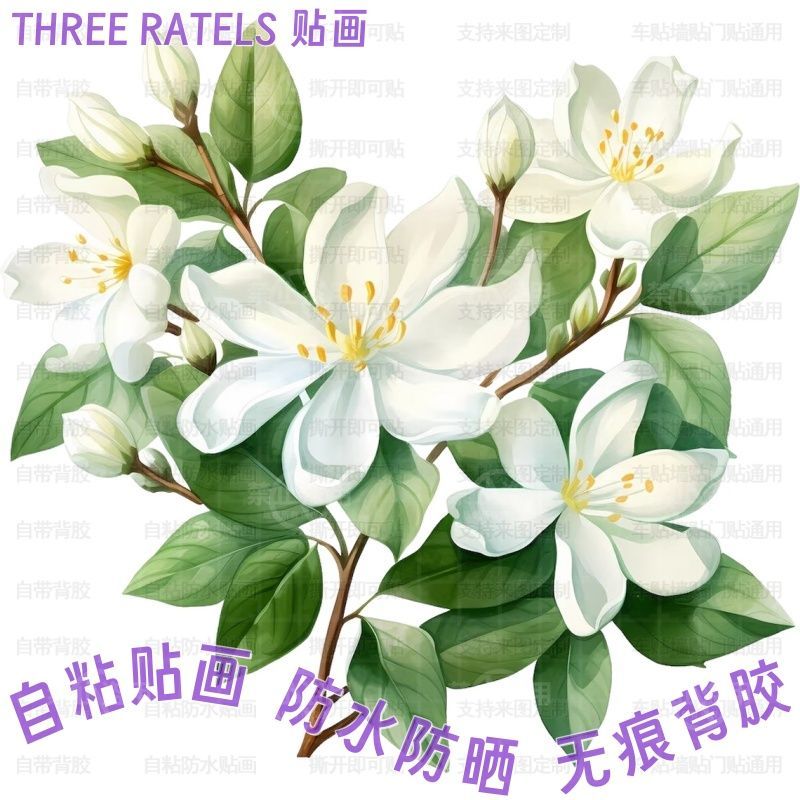 茉莉花图案镂空贴画窗户柜门贴墙上冰箱水箱瓷砖贴纸家庭美化装饰