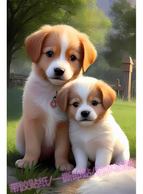 可爱金毛柴犬自粘装饰贴纸墙贴画