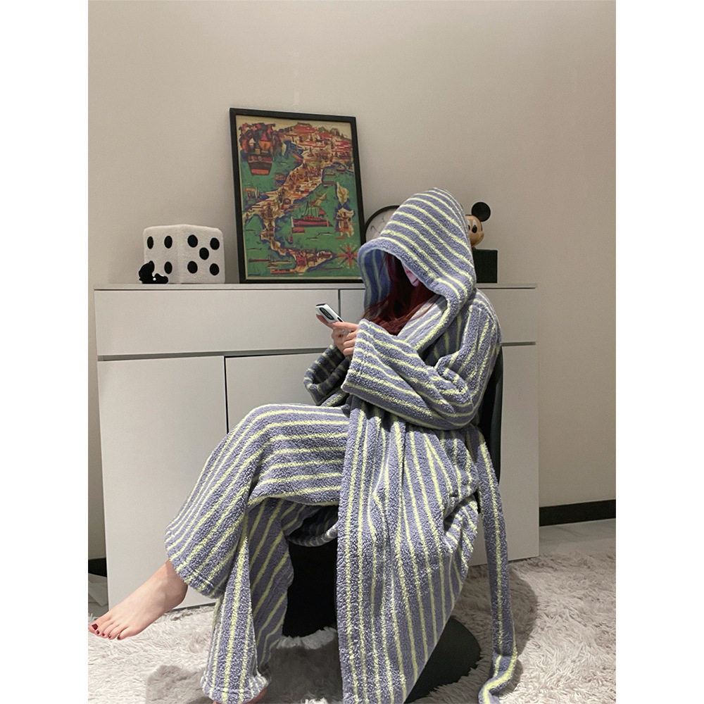 ins韩版感法兰绒睡衣女冬季保暖睡袍大码长裤家居服套装,女士内衣/男士内衣/家居服,睡袍/浴袍,淘宝优惠券,粉丝福利购,淘宝优惠卷