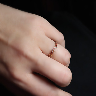 戒指女 红色幸运四叶草招财猫心心相印款圣诞节戒指2020新款女友