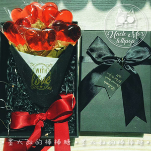 大红色桃心墨大叔棒棒糖零食波板糖喜糖果送女友6根礼盒德国德国