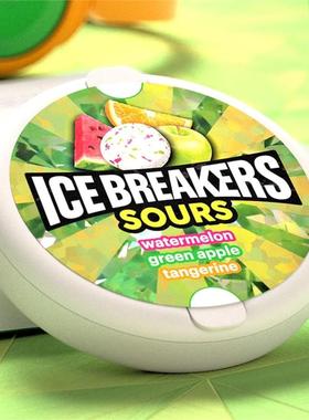 3件包邮 好时Ice breakers sours草莓苹果西瓜酸糖薄荷糖42g 36g