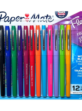 包邮 美国PaperMate缤乐美Flair Felt Tip美术绘画水彩笔6 12色装