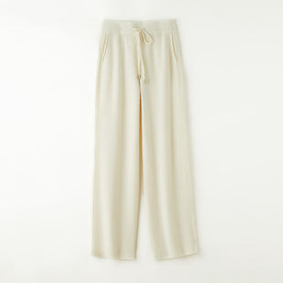 思诺芙德100%绵羊毛裤子女外穿针织休闲直筒阔腿裤秋冬