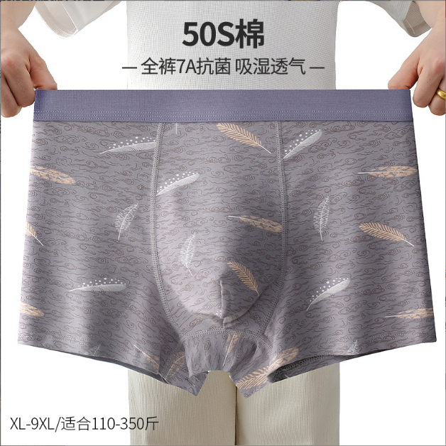 四季纯棉男士内裤无痕印花四角裤