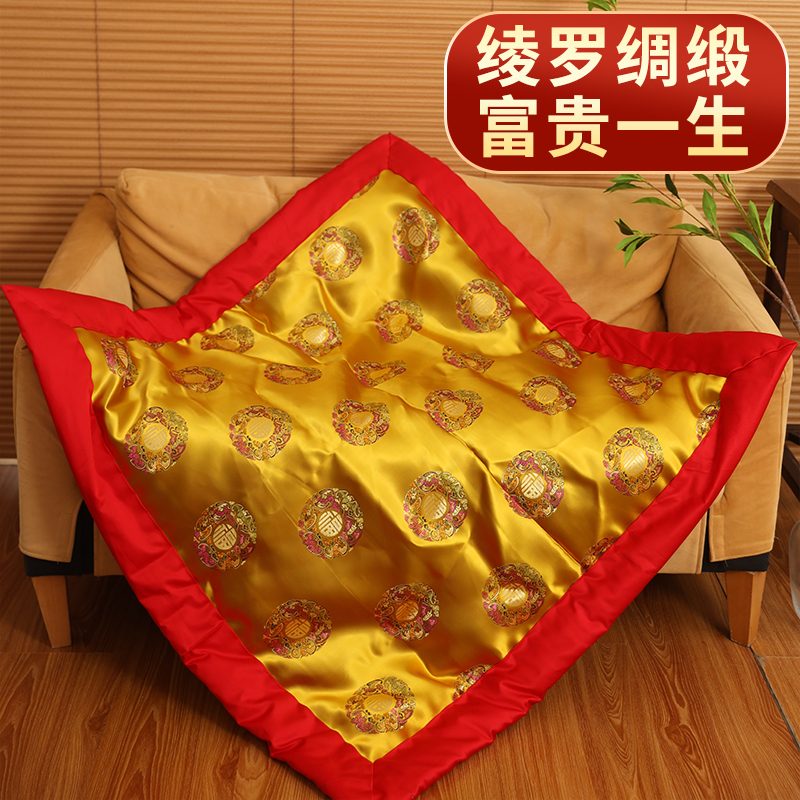 婴儿抱被手工纯棉新生儿包被百福绸缎产房四季款被子棉花填充棉被