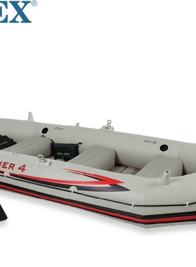 正品INTEX68376专业水手四人充气船橡皮划艇钓鱼船充气艇硬底龙骨