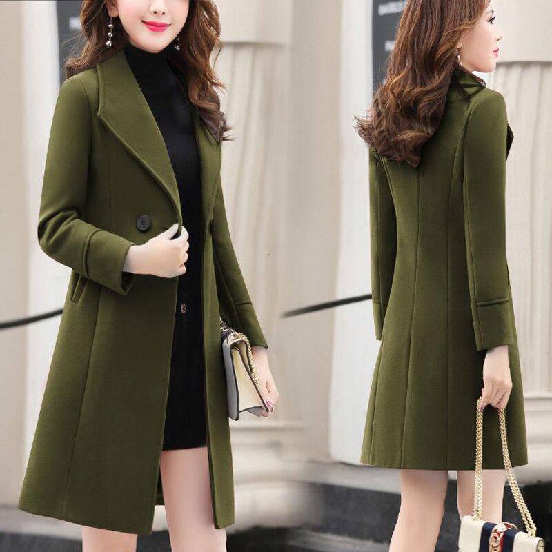 2019 Autumn and winter Self cultivation Woolen coat Long Feng Ni Woolen coat Mid length version Korean Edition fashion overcoatin the Women's clothing/Boutique , Woolen jacket  category - from Buy2taobao.com to provide professional Taobao agent buy service