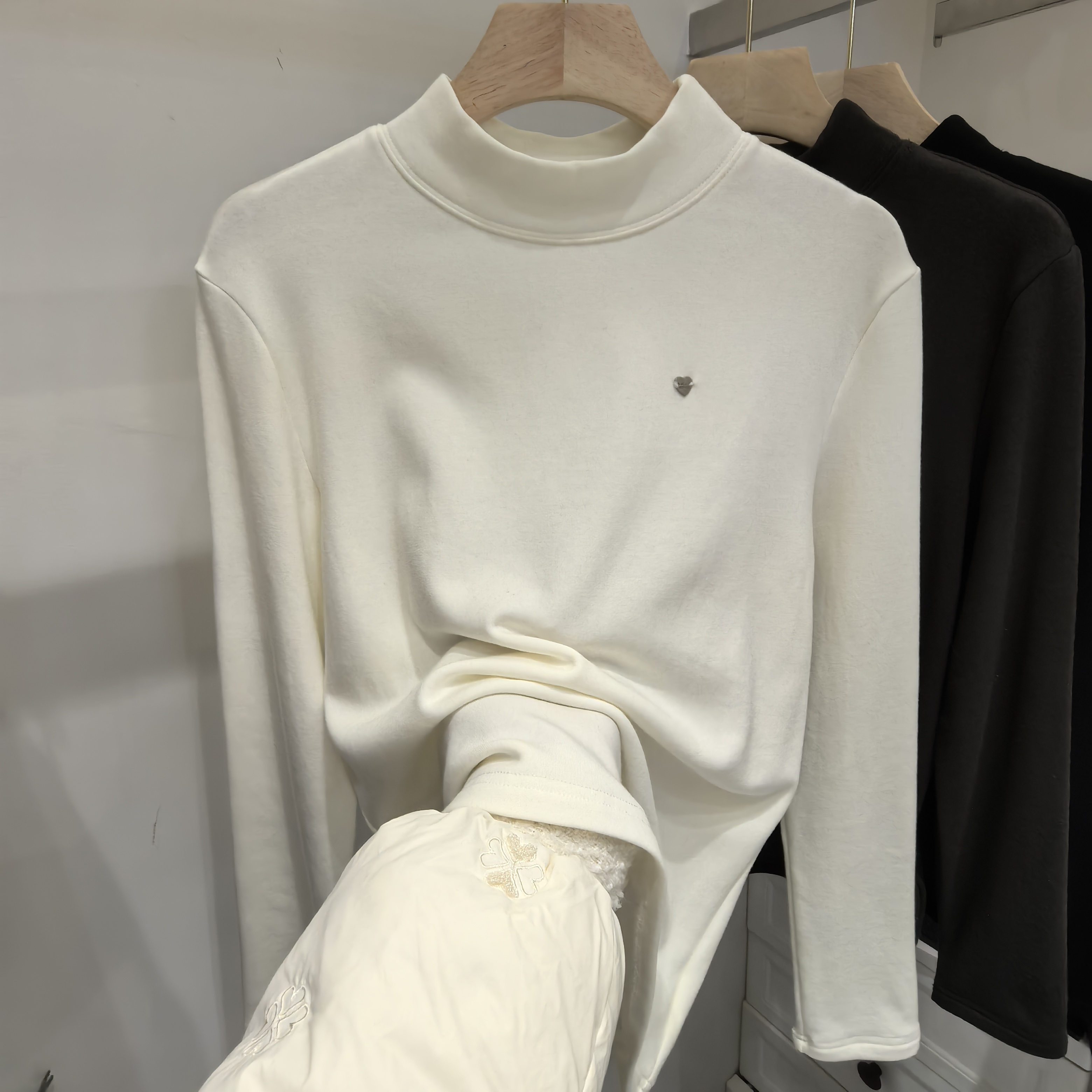 半高领抓绒加厚打底衫内搭