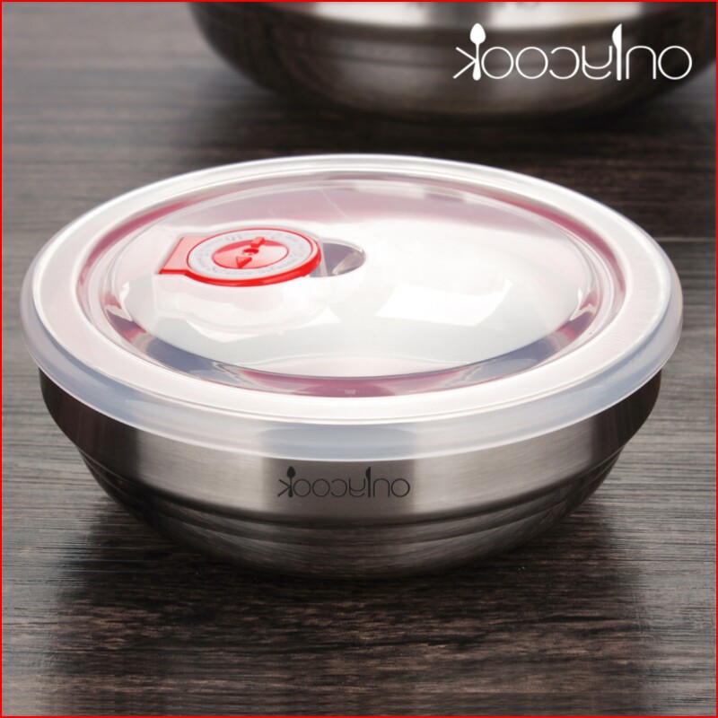 Large caliber stainless steel bowl soup dishes double insulation bowl soup bowl big bowl bubble bowl with lid 304