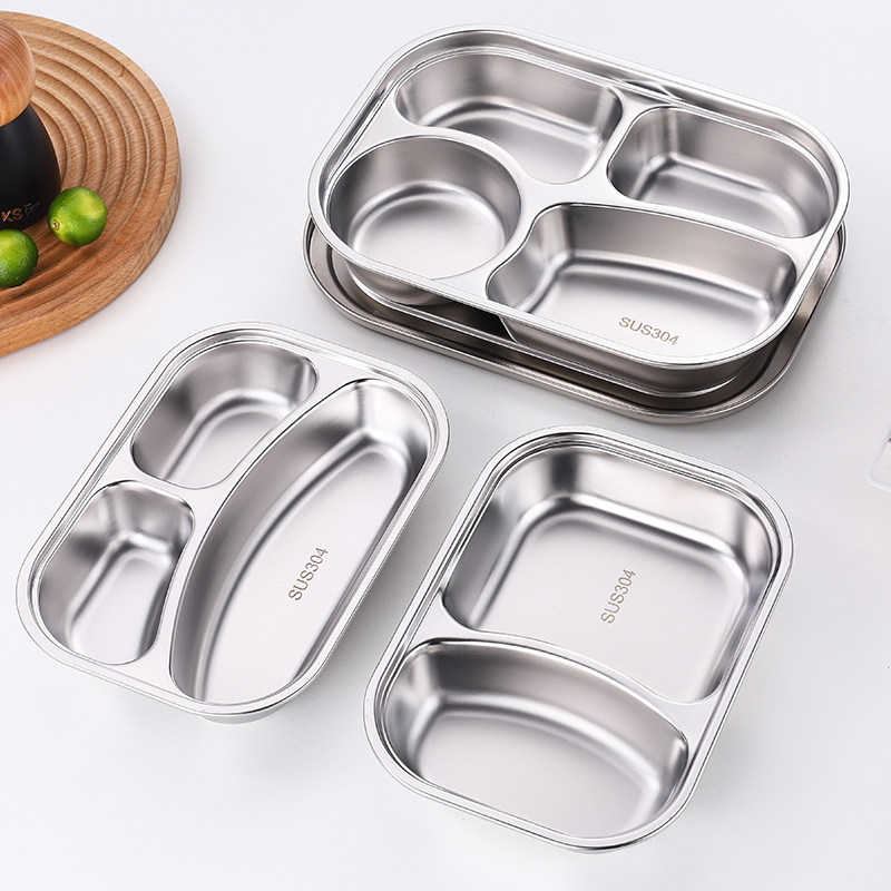 欧式304不锈钢餐盘学校食堂初中高中分格四格带盖幼儿园儿童餐具,餐饮具,盘,淘宝优惠券,粉丝福利购,淘宝优惠卷