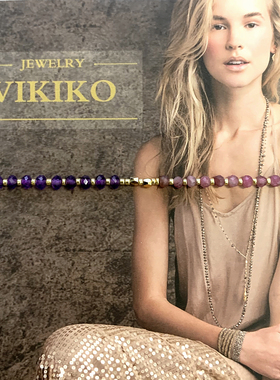 VIKIKO【紫色】串珠天然半宝石紫水晶碧玺细小手链珠串闺蜜礼物