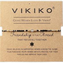 VIKIKO【平安】串珠天然波斯湾灰玛瑙细小手链黑色珠串简约手绳