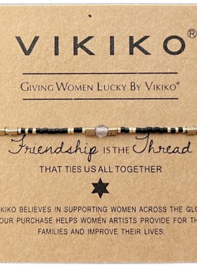 VIKIKO【平安】串珠天然波斯湾灰玛瑙细小手链黑色珠串简约手绳