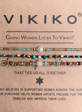 VIKIKO天然非洲松【幸运与勇气】原创设计米珠编织珍珠细小手链
