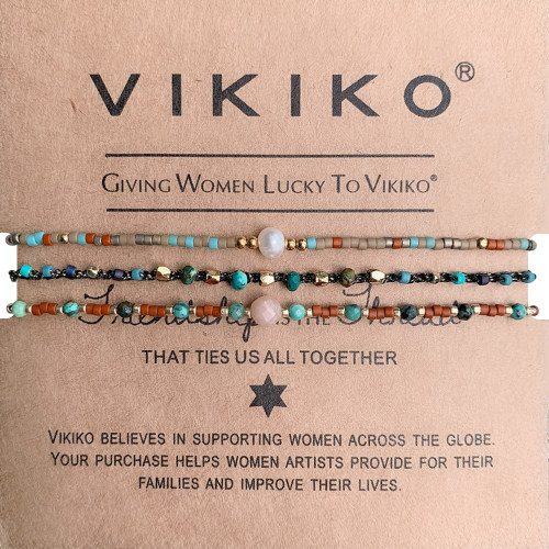 VIKIKO女生非洲松编织米珠细手绳