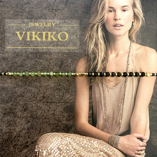 暗綠 VIKIKO 串珠小眾設計天然半寶石黑金曜橄欖晶珠串女生手鏈