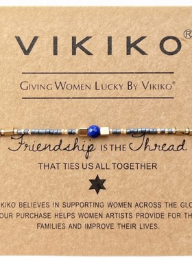 VKIKO【财富平安】串珠天然青金十二星座幸运石细小手链女生礼物