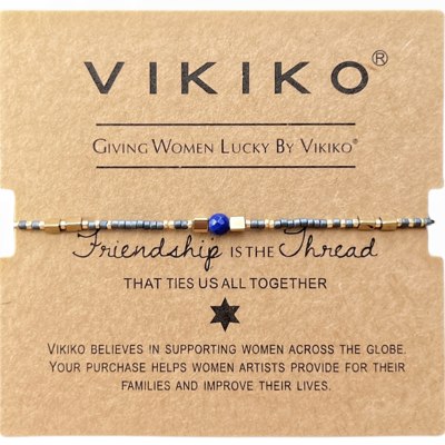 VKIKO【财富平安】串珠天然青金十二星座幸运石细小手链女生礼物