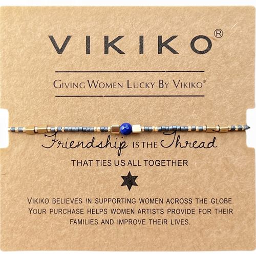 VKIKO【财富平安】串珠天然青金十二星座幸运石细小手链女生礼物