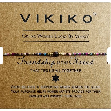 VIKIKO【友爱】天然石榴石玛瑙水晶民族细小手链闺蜜女友红绳礼物