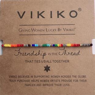 VIKIKO十三彩925银牌捷克玻璃珠原创小晴林舒晴同款 女生友谊手链