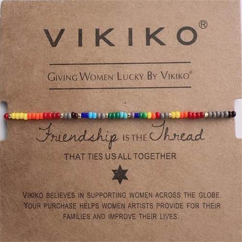 VIKIKO十三彩925银牌捷克玻璃珠原创小晴林舒晴同款女生友谊手链