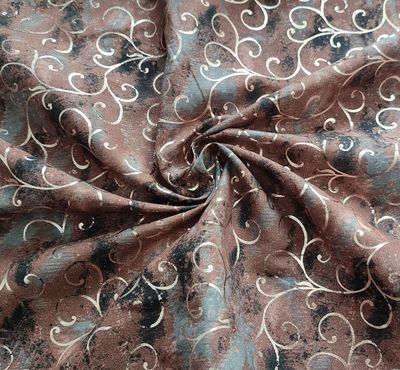 一米价纯棉晕染烫金全棉平纹布咖色连衣裙服装布料手工面料