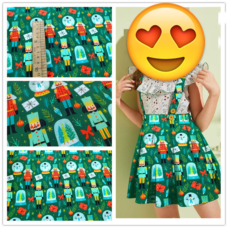 diy卡通印花绿色儿童服装纯棉布
