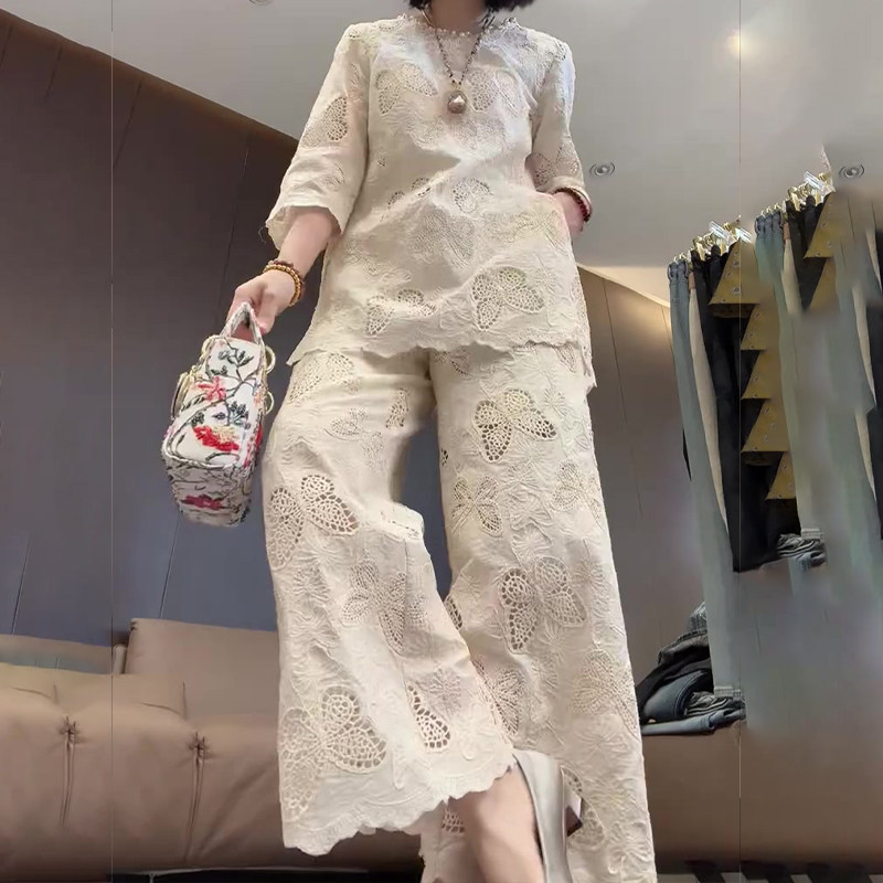 慵懒风衬衫+阔腿裤两件套