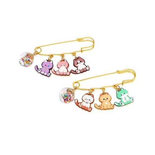 可爱印花茶杯小猫咪胸针