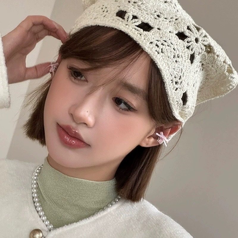 法式复古针织辣妹三角巾