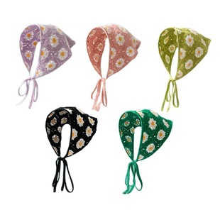 韩版 饰头巾田野风三角巾头饰网红 针织三角头巾雏菊头巾女夏防晒装