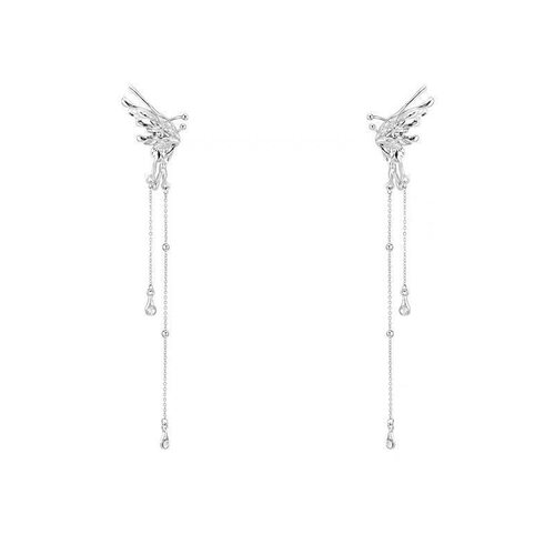 超仙精灵蝴蝶流苏耳夹女ins潮小众设计感天使之翼无耳洞耳骨夹女