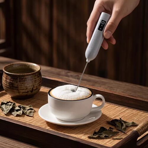 电动打奶器手持式家用咖啡拉花奶泡器便携式高端迷你充电款搅拌器