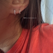 梵树For 迷你锆石花纹V形耳扣 通体925纯银 handmade 胜利轨迹