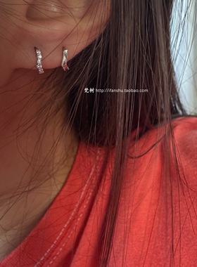 梵树For handmade-《胜利轨迹》通体925纯银 迷你锆石花纹V形耳扣