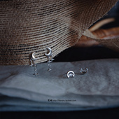 handmade 皓月和星星 S999银 梵树For 碎钻月亮与星星元 素耳钉