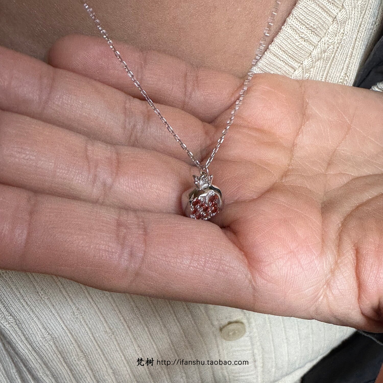 S925日常精工石榴元素项链