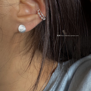 梵树For handmade-《未接来电》S925纯银 拉丝水滴耳钉 珠珠耳夹