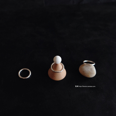 990足银手工光亮圆线素戒指