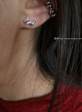 梵树For handmade-《快乐小狗》S925纯银小狗耳钉 宠物周边首饰