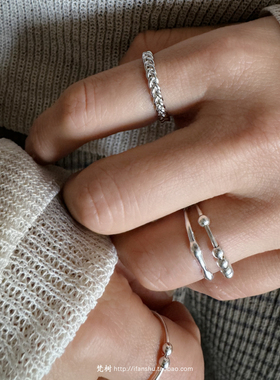 梵树For handmade-《随机幸运》S990足银 活动珠珠 熔岩银豆戒指