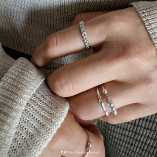 梵树For handmade-《随机幸运》S990活动珠珠 熔岩银豆戒指