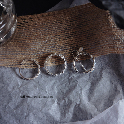 设计日常款褶皱/珍珠/肌理戒指