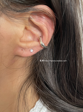 梵树For handmade-《安静时光》925银 自然风格哑光基础耳骨夹