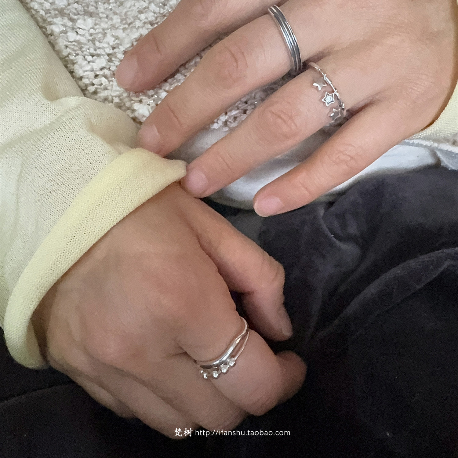梵树For handmade-《旅行之歌》S925边缘不规则线条轨道戒指